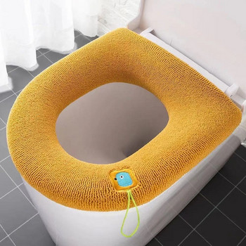 1 τεμ. Χειμερινό ζεστό κάλυμμα καθίσματος τουαλέτας Μαξιλάρι τουαλέτας που πλένεται Αξεσουάρ μπάνιου Πλεκτό μαλακό μαξιλάρι σε σχήμα Ο