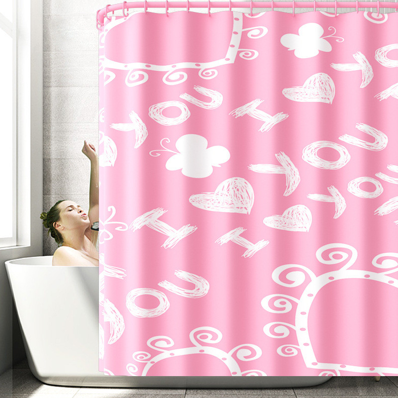 Set kupaonskih prostirki za uređenje doma za Valentinovo Set kupaonskih prostirača s otisnutim srcem ljubavi s poliesterskom vodootpornom zavjesom za tuširanje WC prostirkom