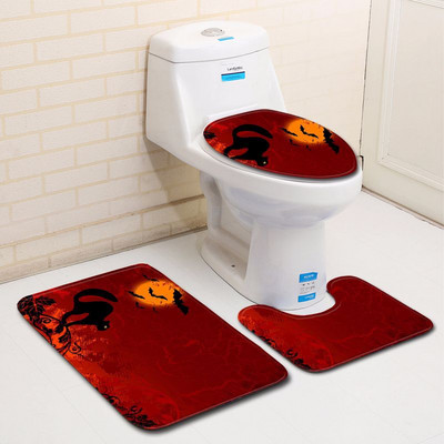 Zeegle Halloween set prostirki za kupaonicu WC ulazna prostirka Poliesterska prostirka za noge Kućna toaletna podloga Protuklizna prostirka za tuširanje Moderna prostirka