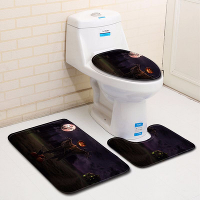 Zeegle Halloween set prostirki za kupaonicu WC ulazna prostirka Poliesterska prostirka za noge Kućna toaletna podloga Protuklizna prostirka za tuširanje Moderna prostirka
