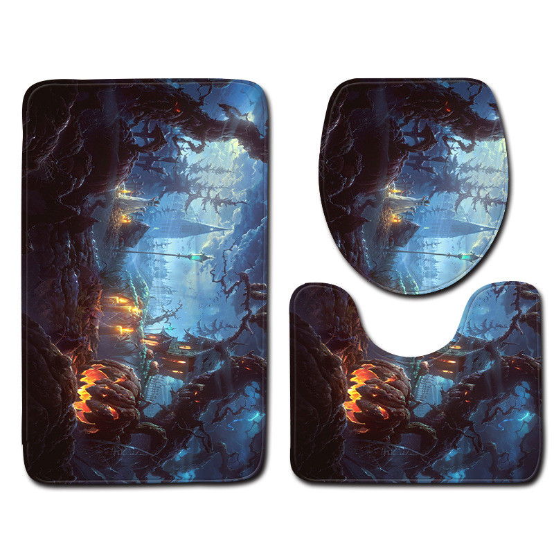 Zeegle Halloween set prostirki za kupaonicu WC ulazna prostirka Poliesterska prostirka za noge Kućna toaletna podloga Protuklizna prostirka za tuširanje Moderna prostirka