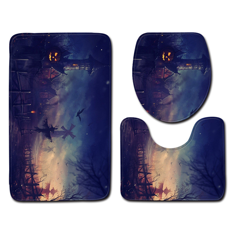 Zeegle Halloween set prostirki za kupaonicu WC ulazna prostirka Poliesterska prostirka za noge Kućna toaletna podloga Protuklizna prostirka za tuširanje Moderna prostirka