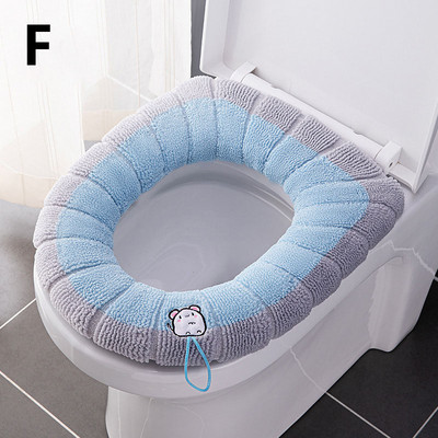 Ziemas siltais tualetes sēdekļa pārvalks Closestool Mat 1Gb Mazgājami Vannas istabas piederumi Adīšana Pure Color Mīksts O formas paliktnis