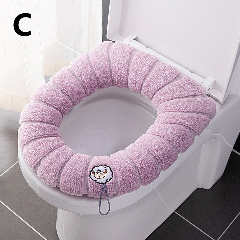 Ziemas siltais tualetes sēdekļa pārvalks Closestool Mat 1Gb Mazgājami Vannas istabas piederumi Adīšana Pure Color Mīksts O formas paliktnis