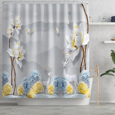 Tradicionalni stil Cvjetne prostirke za kupaonicu i komplet zavjesa za tuširanje Flanelska prostirka za WC školjku Set kupaonskih prostirki Upijajuća prostirka za tuširanje