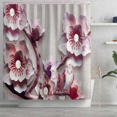 Tradicionalni stil Cvjetne prostirke za kupaonicu i komplet zavjesa za tuširanje Flanelska prostirka za WC školjku Set kupaonskih prostirki Upijajuća prostirka za tuširanje