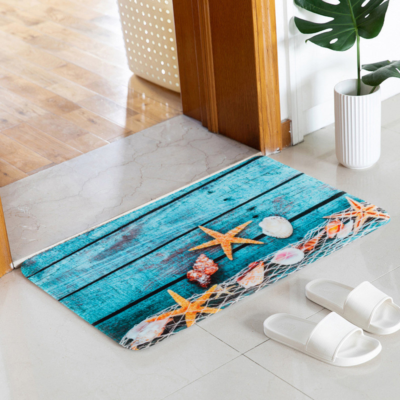 Neslīdošs tualetes vāka pārsegs, absorbējošs spilventiņš Diatom dubļu grīdas paklājs Vannas istabas flaneļa vannas paklāja komplekts duša Sea Starfish Pattern Room Paklājs