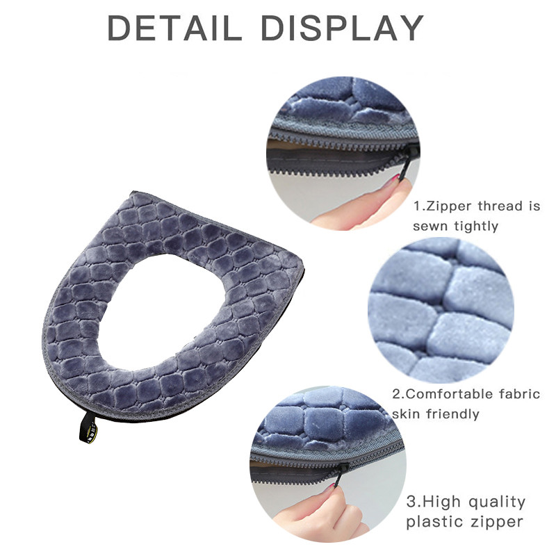 Tualetes sēdekļa spilvens ar rāvējslēdzēju mājsaimniecības ziemas silts ūdensizturīgs vannas istabas sēdpaliktnis universāls