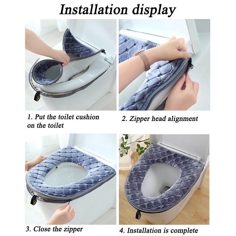 Tualetes sēdekļa spilvens ar rāvējslēdzēju mājsaimniecības ziemas silts ūdensizturīgs vannas istabas sēdpaliktnis universāls