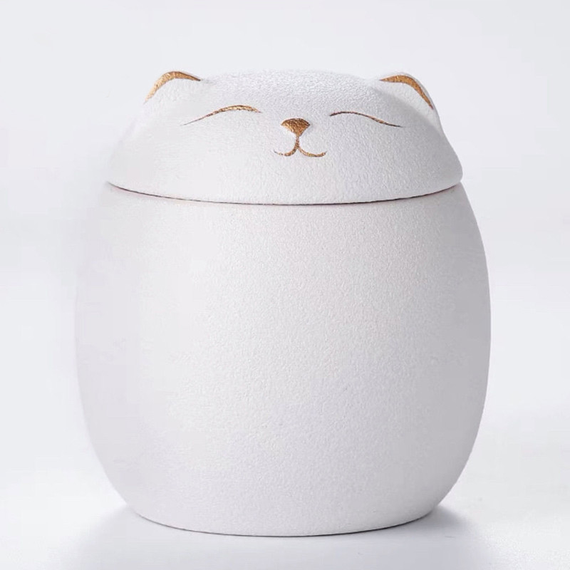 Kaķa formas urna mājdzīvnieku pelniem - kaķa formas piemiņas kremācijas urnas - ar rokām izgatavotas melnas dekoratīvas urnas bērēm, kaķu urna, suņu urna