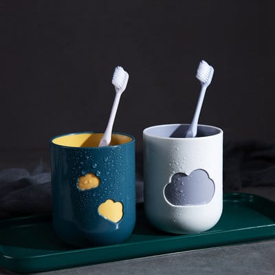 Απλό κύπελλο οικιακού βουρτσίσματος Creative Cute Tooth Cylinder Cup Ζευγάρι Βολικό κύπελλο για στοματικό διάλυμα μαθητών