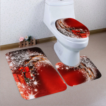 3PCS / Комплект Коледна тоалетна седалка и покривало Дядо Коледа Подложка за баня Коледен декор Ново