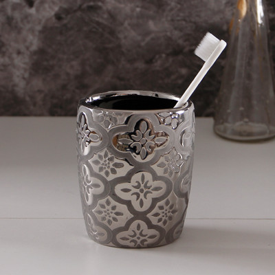 1 gab Light Luxury Keramikas Mutes skalošanas krūze Mājas Pāri Ūdens krūze Ceļojumu zobu birstes turētājs Organizatora krūzes Vannas istabas mazgāšanas rīki