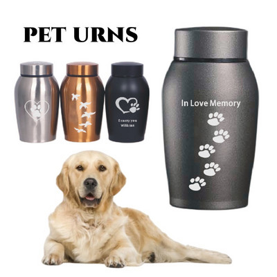 Urne pentru animale de companie de 250/500 ml din oțel inoxidabil pentru animale de companie Memoriale pentru cenuşă Borcan pentru câine, pisică, pentru suveniruri, cutie container sigilat, rezistent la umiditate