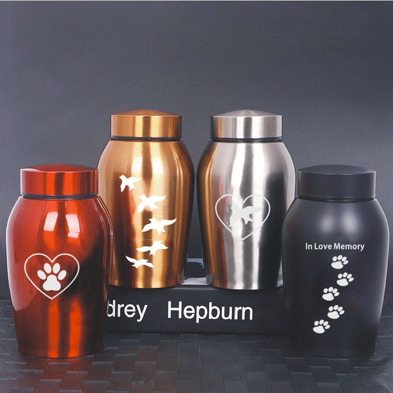 250/500 ml Urne za kućne ljubimce Ljudski ljubimci od nehrđajućeg čelika Spomenici Staklenka pepela Pas Mačka Posuda za uspomene Kutija Zatvoreni spremnik otporan na vlagu