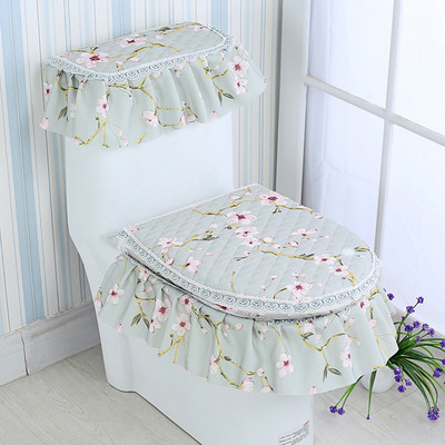 3 KOM Baršunasta čipkasta navlaka za WC školjku Set WC Dekoracija kućne kupaonice Poklopac spremnika za vodu + WC navlaka daska + WC daska