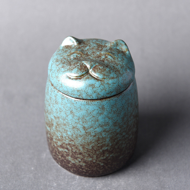 Kaķa formas urna mājdzīvnieku pelniem - kaķa formas piemiņas kremācijas urnas - ar rokām izgatavotas melnas dekoratīvas urnas bērēm, kaķu urna, suņu urna