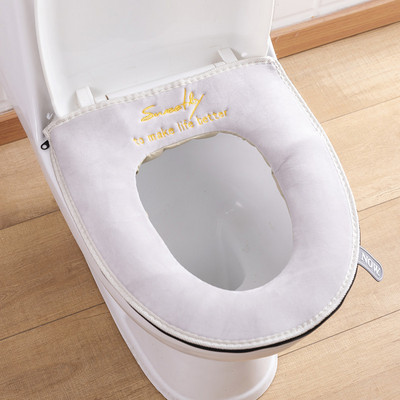 Periva topla navlaka za WC dasku s ručkom WC dodaci Mekani plišani patentni zatvarač WC prostirka Dodaci za kupaonski ukras