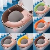 Zimska topla navlaka za WC dasku s ručkom Univerzalni jastuk za WC školjku, podebljana plišana podloga za WC dasku Kupaonski pribor