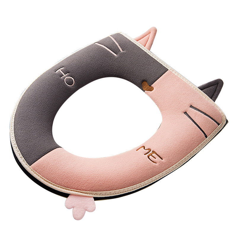 Zimska topla navlaka za WC dasku s ručkom Univerzalni jastuk za WC školjku, podebljana plišana podloga za WC dasku Kupaonski pribor