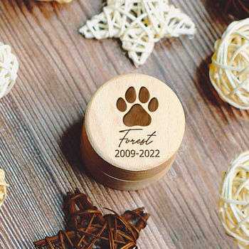 Кутия за памет на домашен любимец с отпечатване на лапи Персонализирано име Персонализирана дървена кутия за съхранение на косми с котка, кучешки зъби Стоки за домашни любимци Възпоменателни подаръци