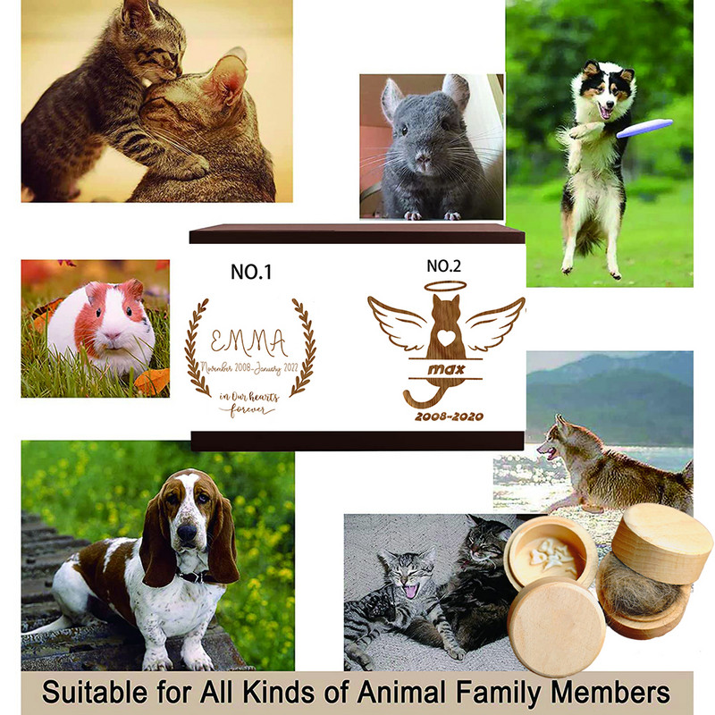 Ķepu apdruka mājdzīvnieku piemiņas kaste Pielāgota nosaukuma personalizēta koka kaķa suņa zobu matu uzglabāšanas kastes Mājdzīvnieku piederumi Piemiņas dāvanas