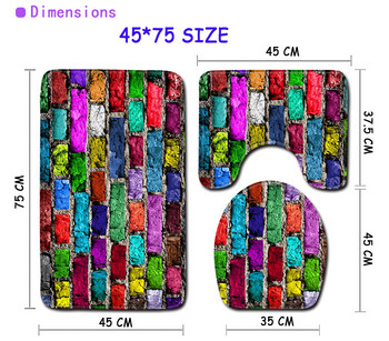 Цветна тухлена подложка за баня Неплъзгащ се килим за баня 1бр Покривало за тоалетна седалка Бохо стил Подложка за тоалетна за домашен декор Изтривалка Килими