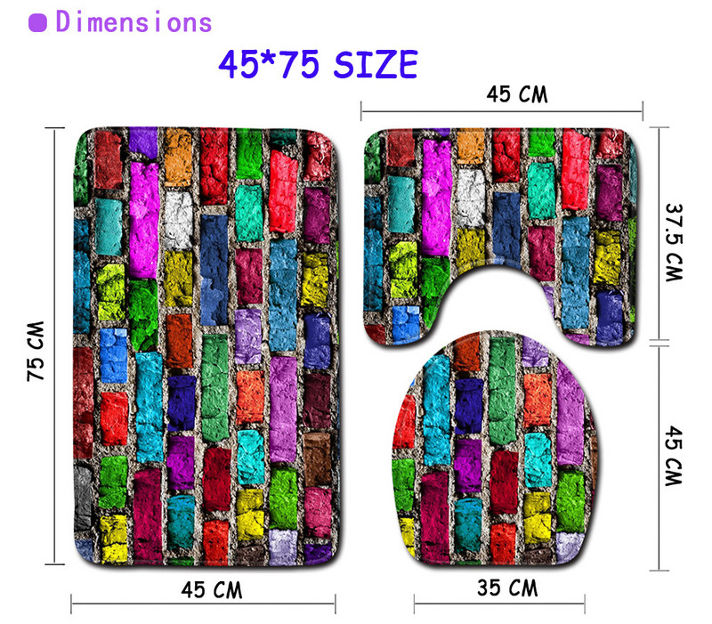 Šarene ciglene prostirke za kupaonicu Neklizajući kupaonski tepih 1kom Navlaka za WC školjku Boho stil WC prostirke za uređenje doma Otirači Tepisi