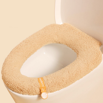 Зимна топла подложка за покриване на тоалетна седалка Удебелена подложка за баня Тоалетна възглавница с дръжка Мека уютна подложка Closestool Аксесоари за баня