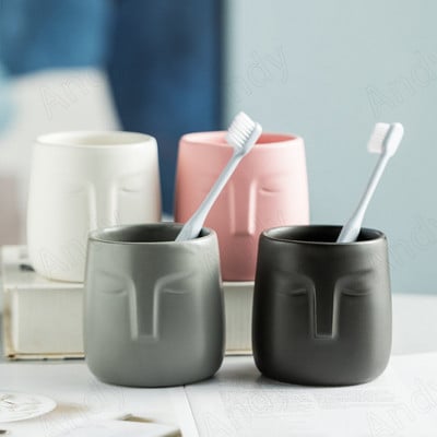 European Ceramic Mouthwash Cup Simplicity Face Relief Στολίδια Επιτραπέζιου υπολογιστή Creative Οδοντόβουρτσα Αξεσουάρ μπάνιου σπιτιού