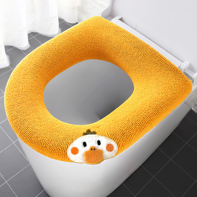 Atnaujinta sustorėjusi tualeto sėdynės pagalvėlė silikoninė rankena tualeto sėdynės užvalkalas žiemos šiltas universalus skalbimo mašinos tualeto užvalkalas