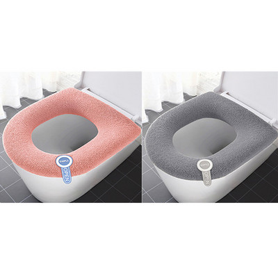 Atnaujinta sustorėjusi tualeto sėdynės pagalvėlė silikoninė rankena tualeto sėdynės užvalkalas žiemos šiltas universalus skalbimo mašinos tualeto užvalkalas