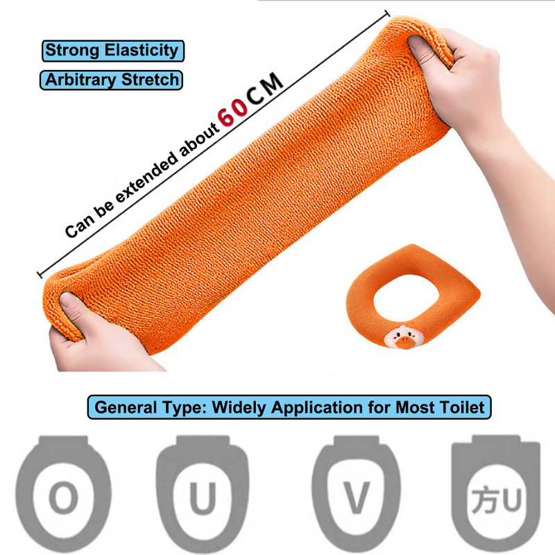 Atnaujinta sustorėjusi tualeto sėdynės pagalvėlė silikoninė rankena tualeto sėdynės užvalkalas žiemos šiltas universalus skalbimo mašinos tualeto užvalkalas