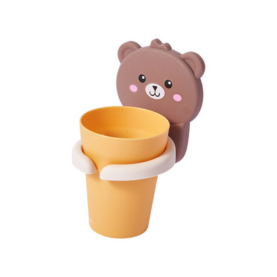 Zobu birstes turētājs ar krūzīti Cartoon Shape Duck Mouthwash Cup Pie sienas stiprināms mutes skalojamā līdzekļa komplekts, viegli uzstādāms bez sitiena