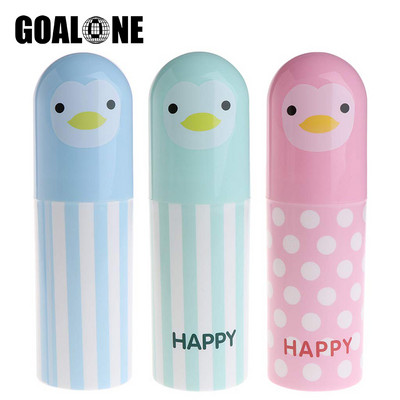 GOALONE Cute Cartoon Penguin Toothbrush Cup Φορητή θήκη οδοντόβουρτσας Θήκη οδοντόκρεμας Θήκη οδοντόκρεμας Κουτί αποθήκευσης Κύπελλο πεζοπορίας