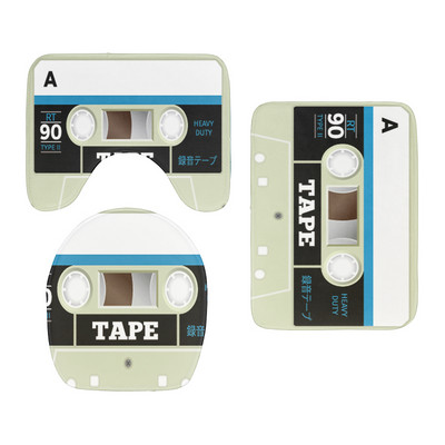 Set od 3 komada WC protuklizna podna prostirka Retro kazeta Poklopac poklopca WC školjke Dekoracija za tuš Jastuk Tepisi Otirač za kupaonicu