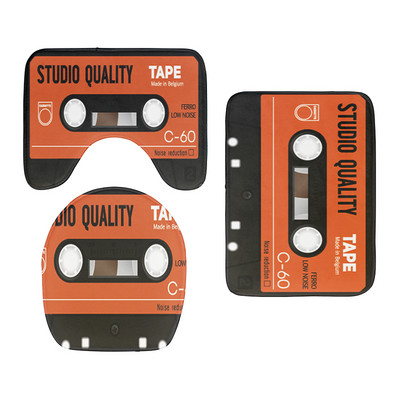 Set od 3 komada WC protuklizna podna prostirka Retro kazeta Poklopac poklopca WC školjke Dekoracija za tuš Jastuk Tepisi Otirač za kupaonicu