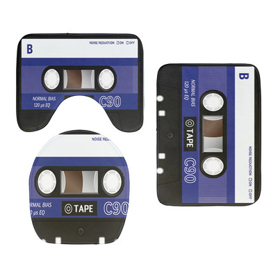 Set od 3 komada WC protuklizna podna prostirka Retro kazeta Poklopac poklopca WC školjke Dekoracija za tuš Jastuk Tepisi Otirač za kupaonicu