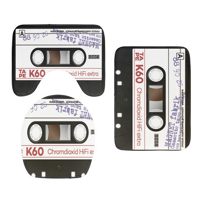 Set od 3 komada WC protuklizna podna prostirka Retro kazeta Poklopac poklopca WC školjke Dekoracija za tuš Jastuk Tepisi Otirač za kupaonicu