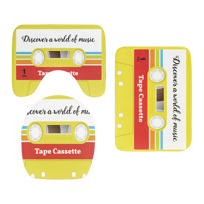 Set od 3 komada WC protuklizna podna prostirka Retro kazeta Poklopac poklopca WC školjke Dekoracija za tuš Jastuk Tepisi Otirač za kupaonicu