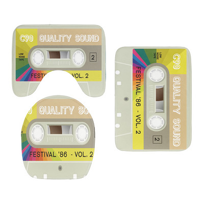 Set od 3 komada WC protuklizna podna prostirka Retro kazeta Poklopac poklopca WC školjke Dekoracija za tuš Jastuk Tepisi Otirač za kupaonicu