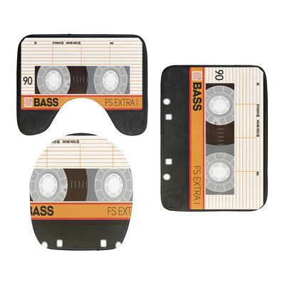 Set od 3 komada WC protuklizna podna prostirka Retro kazeta Poklopac poklopca WC školjke Dekoracija za tuš Jastuk Tepisi Otirač za kupaonicu