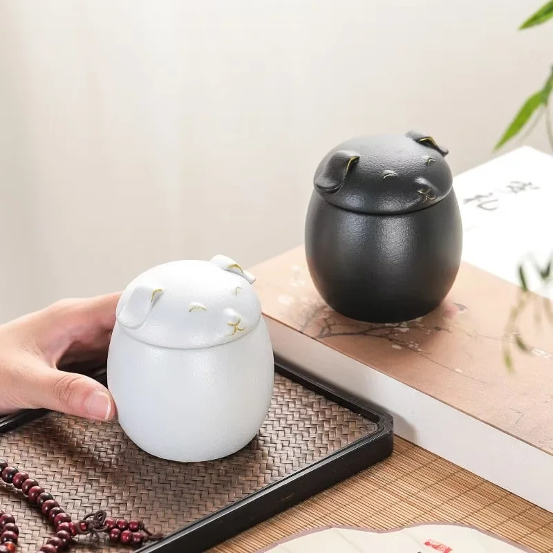 Jaukas keramikas lolojumdzīvnieku urnas Kaķu suņu galvas kremēšana Pelnu urnas suņiem Kaķu piemiņas pelni Kremācijas piemiņas mājdzīvnieku izstrādājumi Divi izmēri