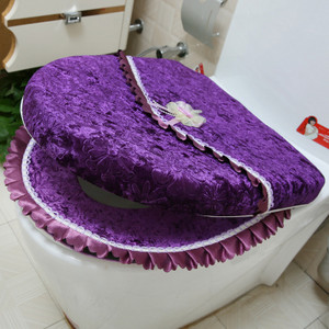 Luksusa samta mežģīņu divdaļīgs tualetes sēdekļa pārklāja komplekts ziemas silts ūdensizturīgs vannas istabas tualetes paklājiņš WC podiņa paklājiņš SWZ053