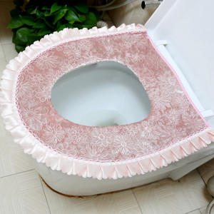 Luksusa samta mežģīņu divdaļīgs tualetes sēdekļa pārklāja komplekts ziemas silts ūdensizturīgs vannas istabas tualetes paklājiņš WC podiņa paklājiņš SWZ053