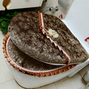 Luksusa samta mežģīņu divdaļīgs tualetes sēdekļa pārklāja komplekts ziemas silts ūdensizturīgs vannas istabas tualetes paklājiņš WC podiņa paklājiņš SWZ053