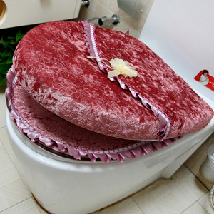 Luksusa samta mežģīņu divdaļīgs tualetes sēdekļa pārklāja komplekts ziemas silts ūdensizturīgs vannas istabas tualetes paklājiņš WC podiņa paklājiņš SWZ053