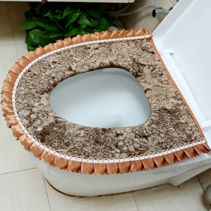 Luksusa samta mežģīņu divdaļīgs tualetes sēdekļa pārklāja komplekts ziemas silts ūdensizturīgs vannas istabas tualetes paklājiņš WC podiņa paklājiņš SWZ053