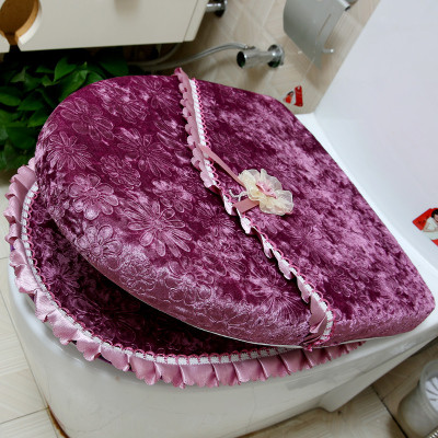 Luksusa samta mežģīņu divdaļīgs tualetes sēdekļa pārklāja komplekts ziemas silts ūdensizturīgs vannas istabas tualetes paklājiņš WC podiņa paklājiņš SWZ053