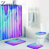 Zeegle prostirka za kupaonicu s kompletom zavjesa za tuširanje Neklizajući set prostirki za WC školjku od poliestera Kupaonska zavjesa za tuširanje s kukama WC prostirka